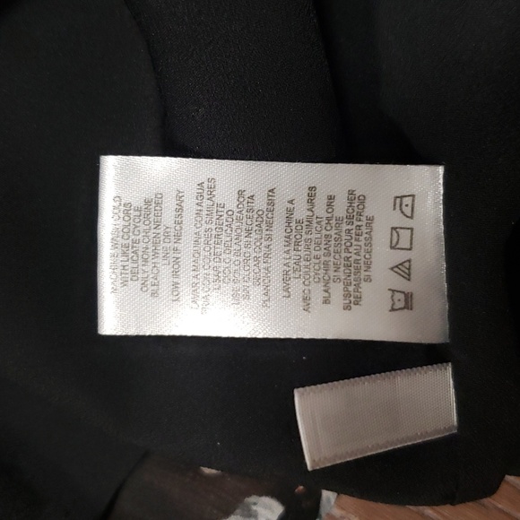 (S) Calvin Klein Floral Sheer Overlay Houndstooth Statement Sleeve Blouse Ruffle - Picture 8 of 9